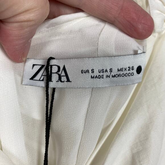Zara Blogger Favorite Off White Ruched Front Mini Dress Sz.S NWT - Picture 9 of 16